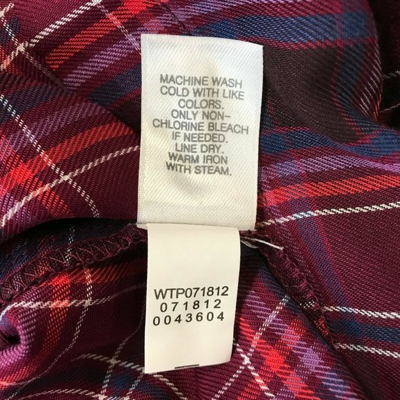 J Jill Womens Long Sleeves V Neck Pullover Plum Multi Plaid Tunic Top - Picture 7 of 8